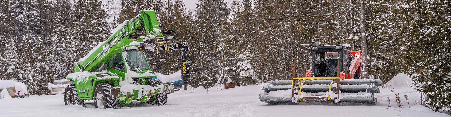diamondtech snowy forest construction equipment